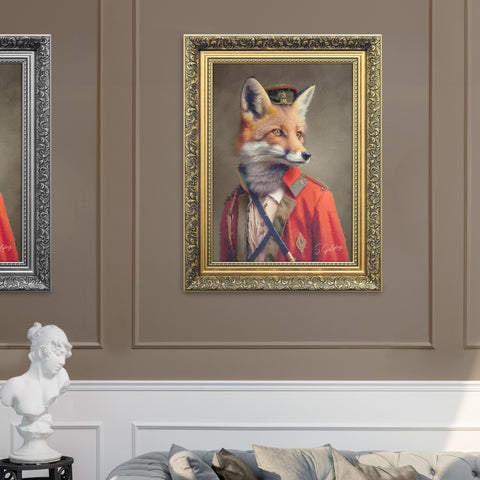 Fox Art | Ornately Framed Art | Animal Art | S.Golding Art | Fox Hunter Art | Gold Ornate Frame | Home Decor