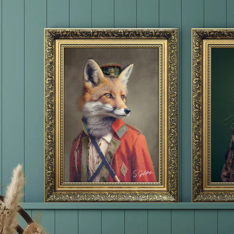 Fox Art | Ornately Framed Art | Animal Art | S.Golding Art | Fox Hunter Art | Gold Ornate Frame | Home Decor