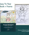 Colouring Book and frame, with text easy to tear book + frame, choice of different frame colours available