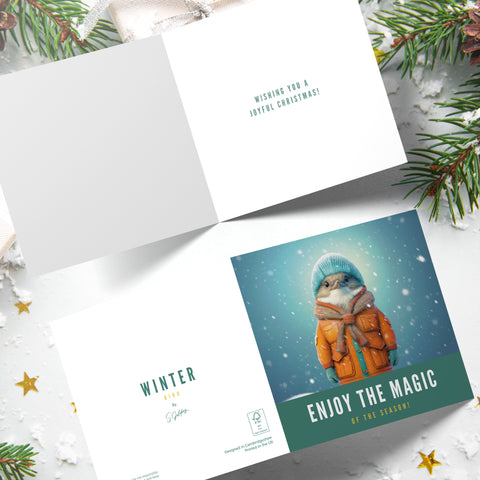 Bird Christmas Card | S.Golding Christmas Card | Bird Xmas Card | Bird in a winter coat Christmas card