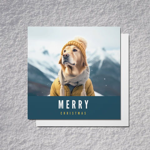 Golden Retriever Christmas Card | S.Golding Christmas Card | Dog Xmas Card | Golden Retriever in a winter coat Christmas card | Dog Christmas Card