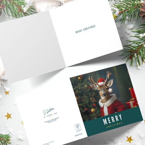 Deer Santa - Christmas Card by S.Golding