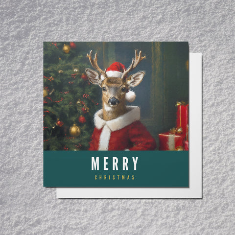 Deer Santa - Christmas Card by S.Golding