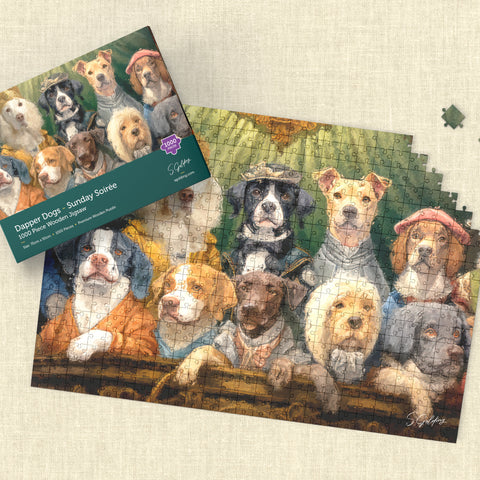 S.Golding Dapper Dogs - Sunday Soiree Wooden Jigsaw