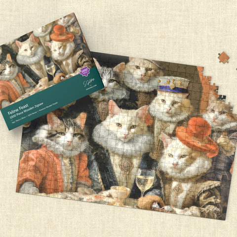 S.Golding Feline Feast 1000 Piece Wooden Jigsaw | Cat Jigsaw
