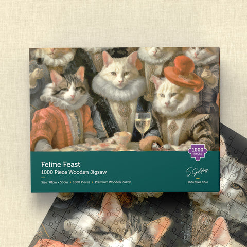 S.Golding Feline Feast 1000 Piece Wooden Jigsaw Packaging