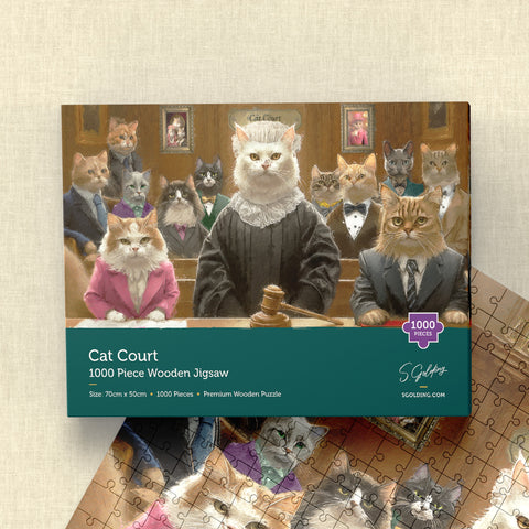 Wooden Jigsaw Puzzle | Cat Jigsaw Puzzle | S.Golding Cat Court 1000 Piece Wooden Jigsaw | Cat Jigsaw | Wooden Jigsaw | S.Golding Jigsaw