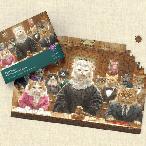 Wooden Jigsaw Puzzle | Cat Jigsaw Puzzle | S.Golding Cat Court 1000 Piece Wooden Jigsaw | Cat Jigsaw | Wooden Jigsaw | S.Golding Jigsaw