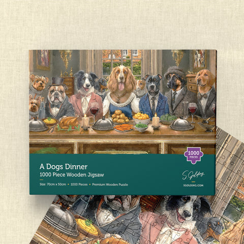 Wooden Jigsaw Puzzle | Dog Jigsaw Puzzle | S.Golding A Dogs Dinner 1000 Piece Wooden Jigsaw | Dog Jigsaw | Wooden Jigsaw | Dog Jigsaw Puzzle For Adults | S.Golding Jigsaw Puzzle