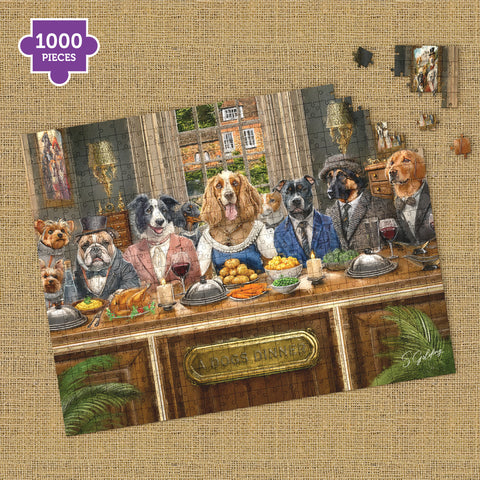 Wooden Jigsaw Puzzle | Dog Jigsaw Puzzle | S.Golding A Dogs Dinner 1000 Piece Wooden Jigsaw | Dog Jigsaw | Wooden Jigsaw | Dog Jigsaw Puzzle For Adults | S.Golding Jigsaw Puzzle
