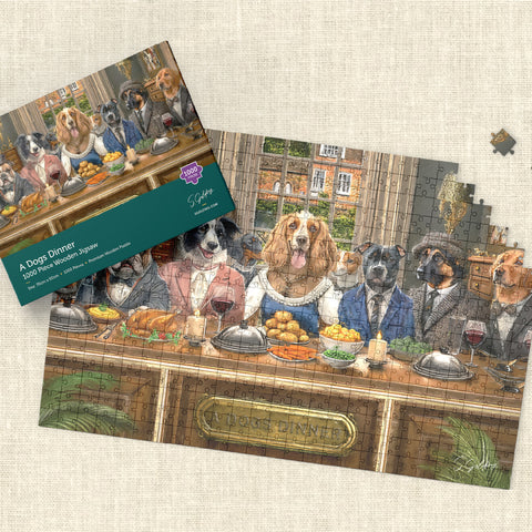 Wooden Jigsaw Puzzle | Dog Jigsaw Puzzle | S.Golding A Dogs Dinner 1000 Piece Wooden Jigsaw | Dog Jigsaw | Wooden Jigsaw | Dog Jigsaw Puzzle For Adults | S.Golding Jigsaw Puzzle
