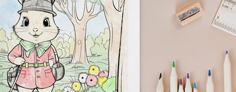 Children's Colouring Book and pencils - Close up photo by S.Golding