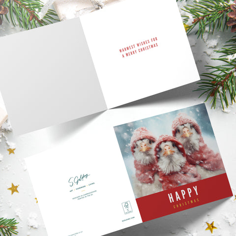 3 French Hens - Christmas Card by S.Golding