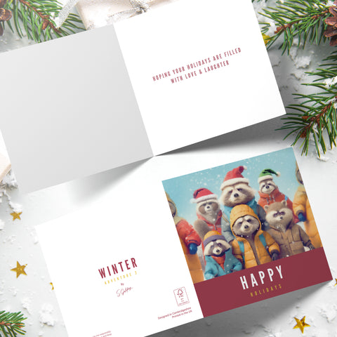 S.Golding Christmas Card | Winter Adventure 2 Christmas Card | 6 Children's Christmas Cards | Woodland animals in winter coats