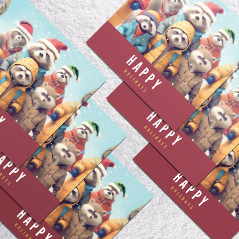 S.Golding Christmas Card | Winter Adventure 2 Christmas Card | 6 Children's Christmas Cards | Woodland animals in winter coats