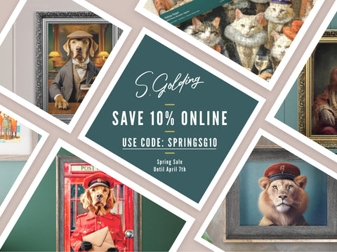 S.Golding animal inspired products with a promotional banner for S.Golding discount offer.