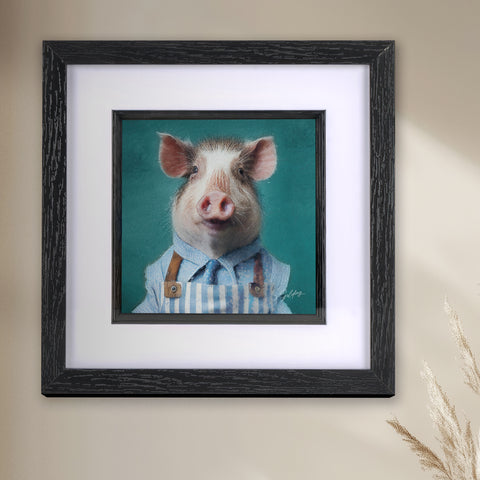 Pig Art | Kitchen Art | Farm Art | Farmyard Art | S.Golding Art | Animal Art | Square Art