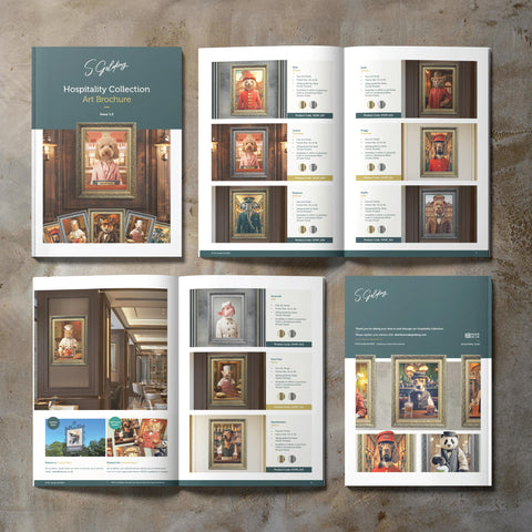 Art brochures displaying S.Golding Hospitality Animal artworks