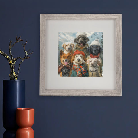 Framed Dog Art by S.Golding | Winter Dog Art