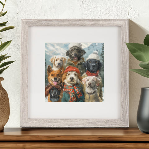 Framed Dog Art by S.Golding | Winter Dog Art