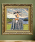 Duck portrait wall art in peaky blinder clothes with gold frame for UK home decor