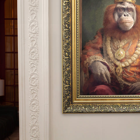 Ape Art | Monkey Art | Orangutan Art | S.Golding Art | Large Animal Art | Ornately Framed Art | Gold Ornate Frame
